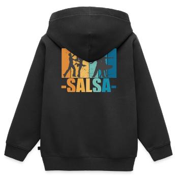 Salsa Vintage Dancer Retro Dancing Cadeau - Sweat Premium à capuche zippé enfant bio - noir - Dos - AI Model Kid Male (0cm)