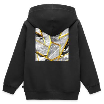 Marmor Schwarz-Weiß Gold Textur - Kinder Premium Organic Zip Hoodie - Schwarz - Hinten - AI Model Kid Male (0cm)