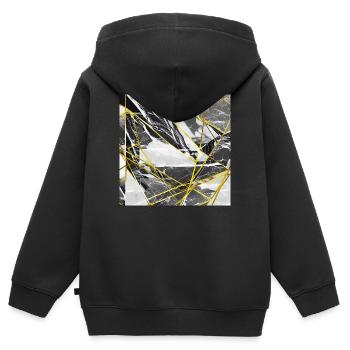 Marmor Schwarz Gold Geometrische Textur - Kinder Premium Organic Zip Hoodie - Schwarz - Hinten - AI Model Kid Male (0cm)