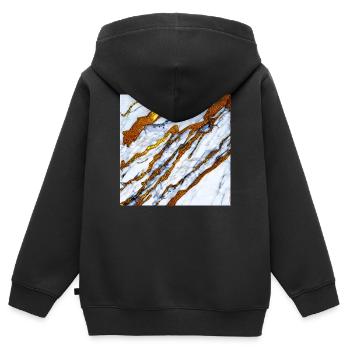 weißer Marmor trifft auf Gold - Kinder Premium Organic Zip Hoodie - Schwarz - Hinten - AI Model Kid Male (0cm)