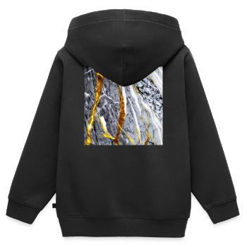 Texture Or Marbre - Sweat Premium à capuche zippé enfant bio - noir - Dos - AI Model Kid Male (0cm)