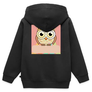 Namensschild Eule - Kinder Premium Organic Zip Hoodie - Schwarz - Hinten - AI Model Kid Male (0cm)
