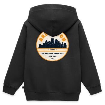 Arlington Skyline Retro Abzeichen - Kinder Premium Organic Zip Hoodie - Schwarz - Hinten - AI Model Kid Male (0cm)
