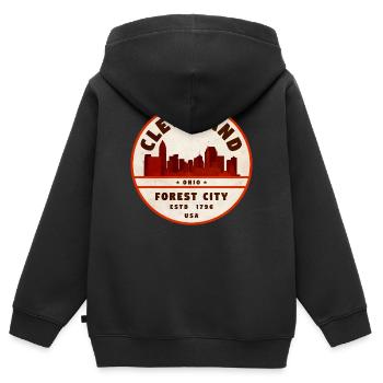 Cleveland Forest City Emblem - Kinder Premium Organic Zip Hoodie - Schwarz - Hinten - AI Model Kid Male (0cm)
