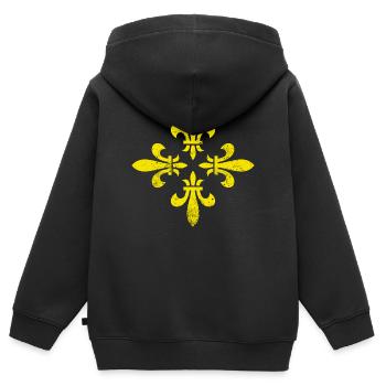 FLEURS DE LYS MILLÉSIME Midden-Drenthe - Sweat Premium à capuche zippé enfant bio - noir - Dos - AI Model Kid Male (0cm)