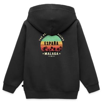 Malaga Spanien Strand Design - Kinder Premium Organic Zip Hoodie - Schwarz - Hinten - AI Model Kid Male (0cm)