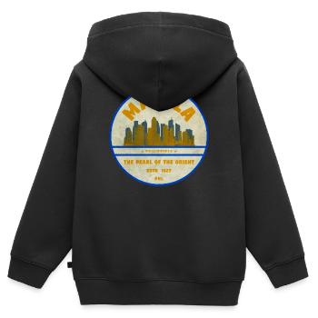 Manila Skyline – Perle des Orients - Kinder Premium Organic Zip Hoodie - Schwarz - Hinten - AI Model Kid Male (0cm)