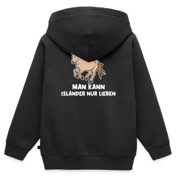 Cool Islandpferde Statement Pferdenarr Galopp - Kinder Premium Organic Zip Hoodie - Schwarz - Hinten - AI Model Kid Male (0cm)