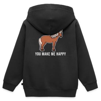 Chevaux islandais Déclaration Cheval Amour Chevaux Cool - Sweat Premium à capuche zippé enfant bio - noir - Dos - AI Model Kid Male (0cm)