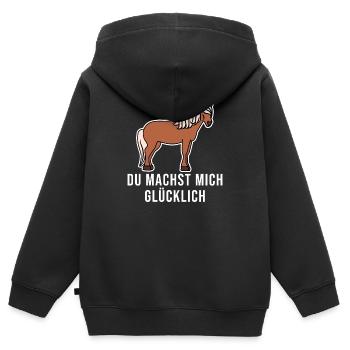 Pferde Cool Statement Pferdenarr Isländer - Kinder Premium Organic Zip Hoodie - Schwarz - Hinten - AI Model Kid Male (0cm)