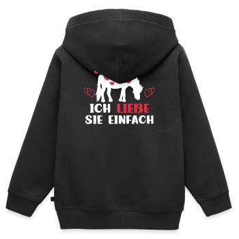 Pferdeliebe Herz Islandpferde Statement Araber - Kinder Premium Organic Zip Hoodie - Schwarz - Hinten - AI Model Kid Male (0cm)