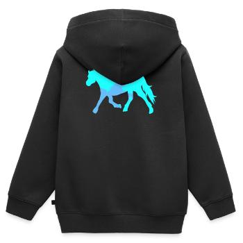 Cool Pferde Pferdenarr Islandpferde Pferdeliebe - Kinder Premium Organic Zip Hoodie - Schwarz - Hinten - AI Model Kid Male (0cm)
