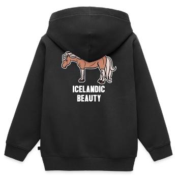 Chevaux islandais Cool Horse Statement Fan de chevaux - Sweat Premium à capuche zippé enfant bio - noir - Dos - AI Model Kid Male (0cm)