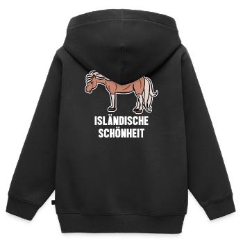 Islandpferde Pferdenarr Pferdeliebe Statement - Kinder Premium Organic Zip Hoodie - Schwarz - Hinten - AI Model Kid Male (0cm)