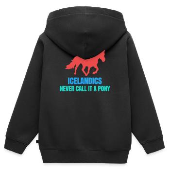 Islandpferde Pony Statement Isländer Pferdenarr - Kinder Premium Organic Zip Hoodie - Schwarz - Hinten - AI Model Kid Male (0cm)