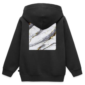 Structure en marbre en or blanc - Sweat Premium à capuche zippé enfant bio - noir - Dos - AI Model Kid Male (0cm)