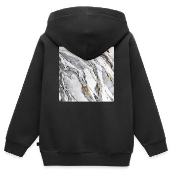 Marmor Naturstein Weiß Gold Textur - Kinder Premium Organic Zip Hoodie - Schwarz - Hinten - AI Model Kid Male (0cm)