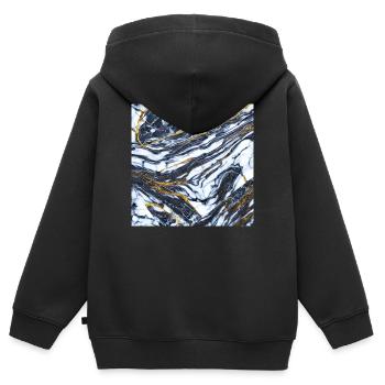 Le marbre rencontre l’or Texture d’or de marbre - Sweat Premium à capuche zippé enfant bio - noir - Dos - AI Model Kid Male (0cm)