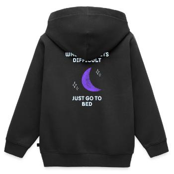 When life gets difficult just go to bed Shirt - Kids Premium Organic Zip-up Hoodie - black - Back - AI Model Kid Male (0cm)