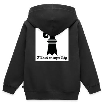 Basel am Rhein - Kinder Premium Organic Zip Hoodie - Schwarz - Hinten - AI Model Kid Male (0cm)