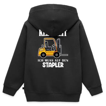 Staplerfahrer Gabelstapler Lager Logistik - Kinder Premium Organic Zip Hoodie - Schwarz - Hinten - AI Model Kid Male (0cm)