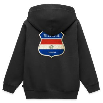 Armoiries du drapeau du Paraguay de la Villa Elisa - Sweat Premium à capuche zippé enfant bio - noir - Dos - AI Model Kid Male (0cm)