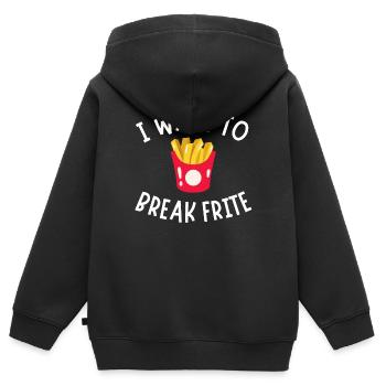 frites, manger des frites, frites humour - Sweat Premium à capuche zippé enfant bio - noir - Dos - AI Model Kid Male (0cm)