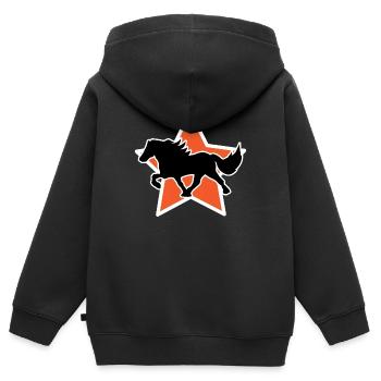 Haflinger Galopp Islandpferde Trab Hengst Pferde - Kinder Premium Organic Zip Hoodie - Schwarz - Hinten - AI Model Kid Male (0cm)