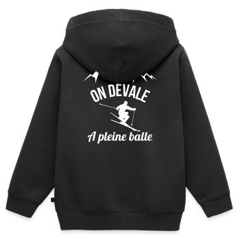 Skifahren, Skifahren, Wintersport - Kinder Premium Organic Zip Hoodie - Schwarz - Hinten - AI Model Kid Male (0cm)