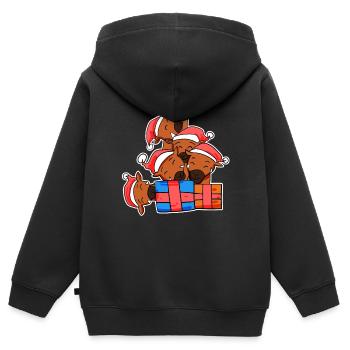 Antilope Arbre de Noël Antilope - Sweat Premium à capuche zippé enfant bio - noir - Dos - AI Model Kid Male (0cm)