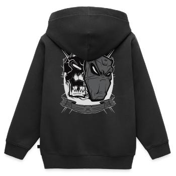 Devil mask - Kinder Premium Organic Zip Hoodie - Schwarz - Hinten - AI Model Kid Male (0cm)