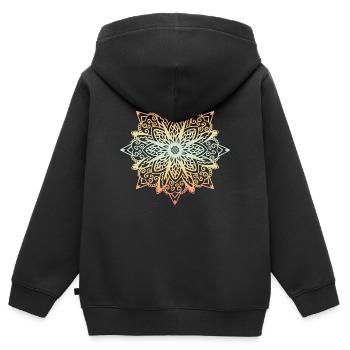 Mandala - Sweat Premium à capuche zippé enfant bio - noir - Dos - AI Model Kid Male (0cm)