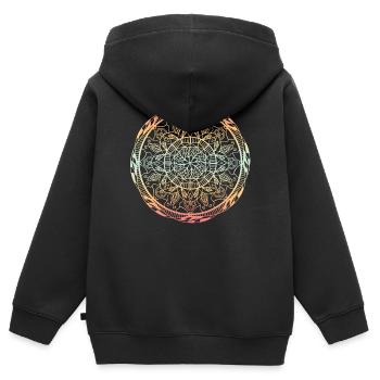 Mandala - Sweat Premium à capuche zippé enfant bio - noir - Dos - AI Model Kid Male (0cm)