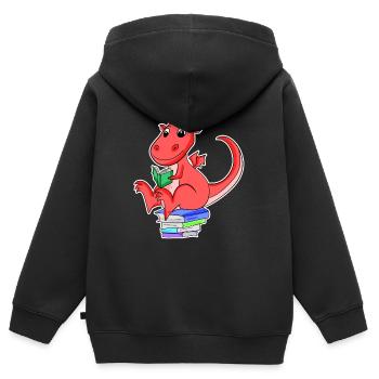 Bücher Drache Drachen - Kinder Premium Organic Zip Hoodie - Schwarz - Hinten - AI Model Kid Male (0cm)