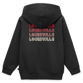 Louisville Vierfach Gradient Wortlogo - Kinder Premium Organic Zip Hoodie - Schwarz - Hinten - AI Model Kid Male (0cm)