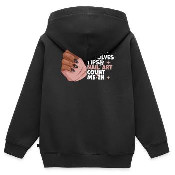 If It Involves Tips and Nail Art Nagelstudio - Kids Premium Organic Zip-up Hoodie - black - Back - AI Model Kid Male (0cm)