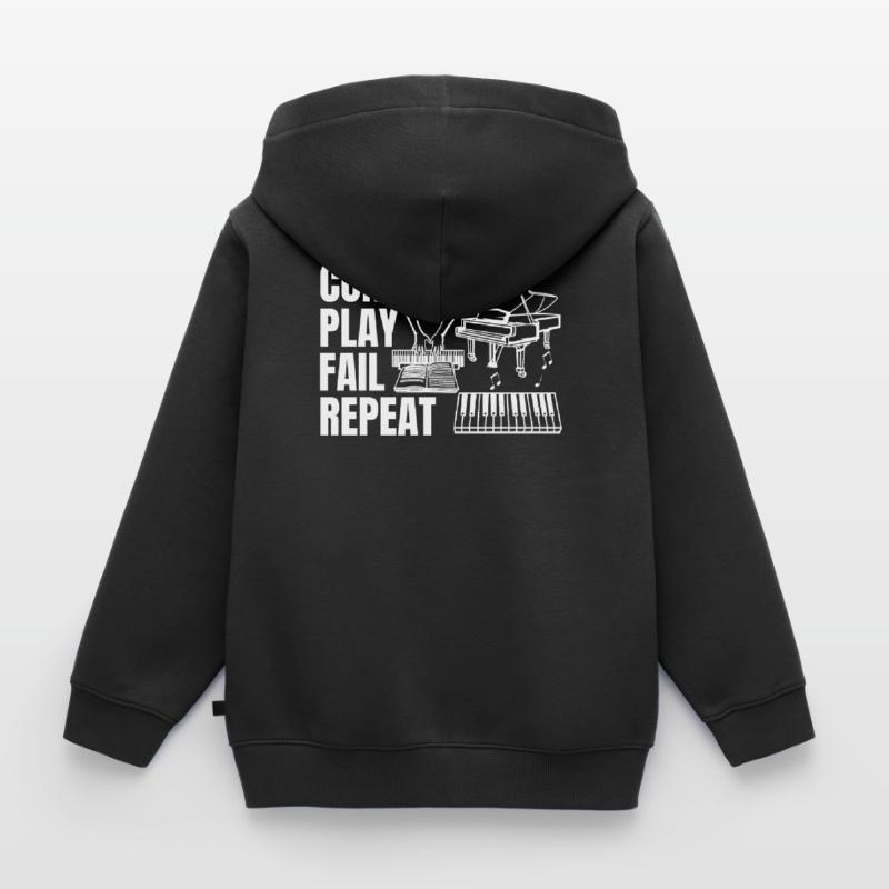 Composing Play Fail Repeat Kids Premium Organic Zip-up Hoodie