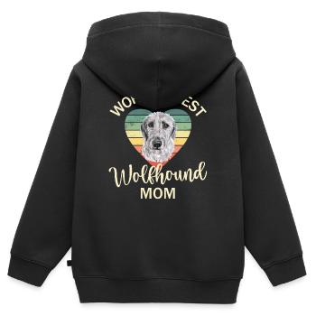 Lévrier irlandais - Sweat Premium à capuche zippé enfant bio - noir - Dos - AI Model Kid Male (0cm)