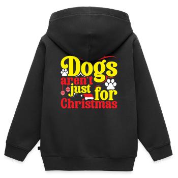Weihnachtsbotschaft für Hundefreunde - Kinder Premium Organic Zip Hoodie - Schwarz - Hinten - AI Model Kid Male (0cm)