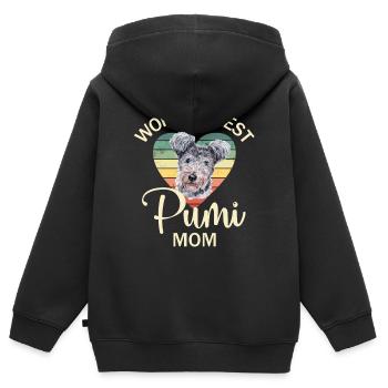Ungarischer Pumi Hund - Kinder Premium Organic Zip Hoodie - Schwarz - Hinten - AI Model Kid Male (0cm)