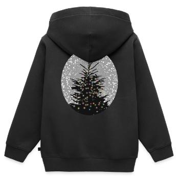 sapin de Noël illuminé dans la neige - Sweat Premium à capuche zippé enfant bio - noir - Dos - AI Model Kid Male (0cm)