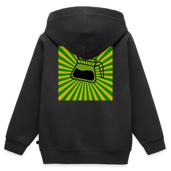 Sunburst Coffee green yellow-Sonnenaufgang Kaffee - Kinder Premium Organic Zip Hoodie - Schwarz - Hinten - AI Model Kid Male (0cm)