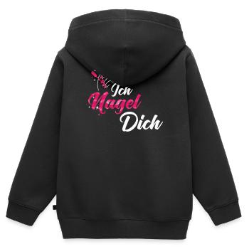 Ich Nagel Dich Nageldesignerin - Kinder Premium Organic Zip Hoodie - Schwarz - Hinten - AI Model Kid Male (0cm)
