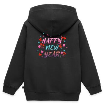 Frohes Neues Jahr, Frohes Neues Jahr, Neues Jahr, Neues Jahr - Kinder Premium Organic Zip Hoodie - Schwarz - Hinten - AI Model Kid Male (0cm)