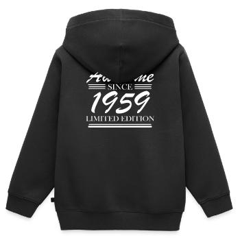1959 - Né en 1959 - Fantastique depuis 1959 - Sweat Premium à capuche zippé enfant bio - noir - Dos - AI Model Kid Male (0cm)