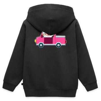 Kuh Auto - Kinder Premium Organic Zip Hoodie - Schwarz - Hinten - AI Model Kid Male (0cm)