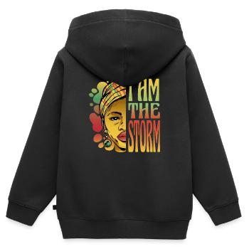 Ich bin der Sturm - Kinder Premium Organic Zip Hoodie - Schwarz - Hinten - AI Model Kid Male (0cm)