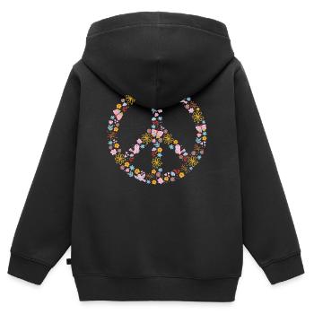 Blumenpeace Peacezeichen Muster - Kinder Premium Organic Zip Hoodie - Schwarz - Hinten - AI Model Kid Male (0cm)
