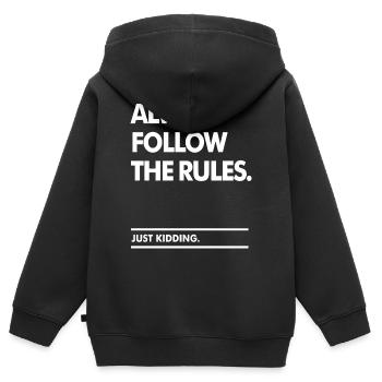 Suivez les règles - Sweat Premium à capuche zippé enfant bio - noir - Dos - AI Model Kid Male (0cm)