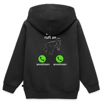 Stall ruft an - annehmen oder annehmen? - Kinder Premium Organic Zip Hoodie - Schwarz - Hinten - AI Model Kid Male (0cm)